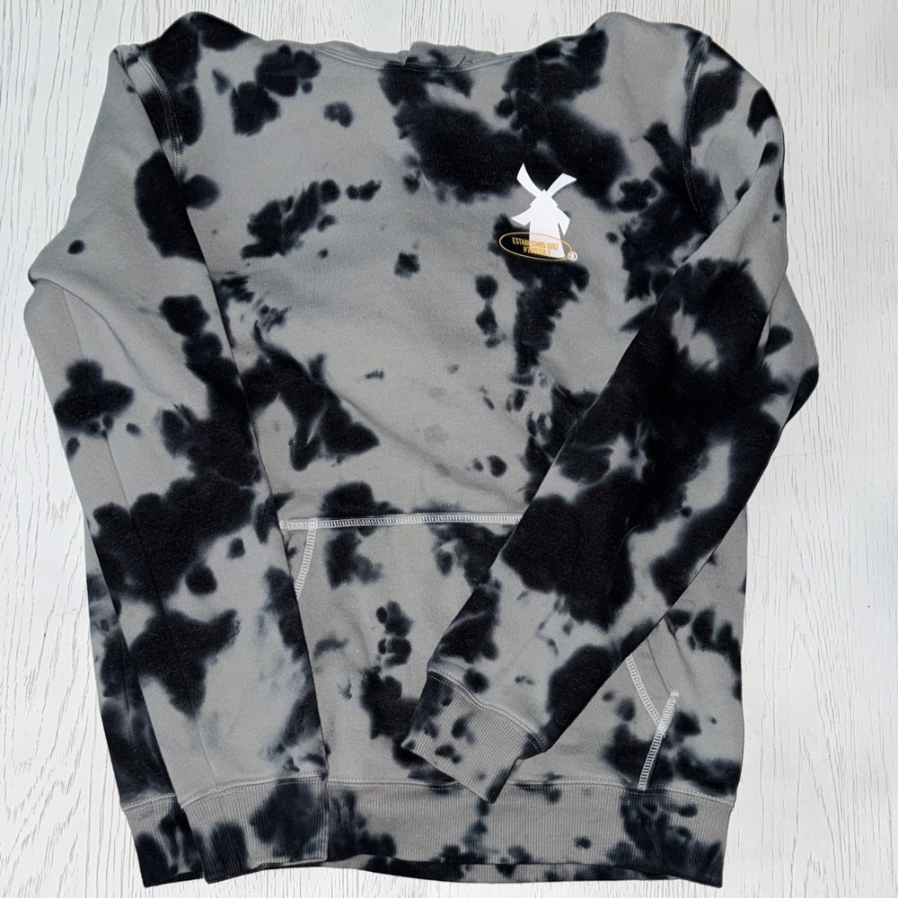 Dutch Bros Black and Gray Tie Dye Hoodie